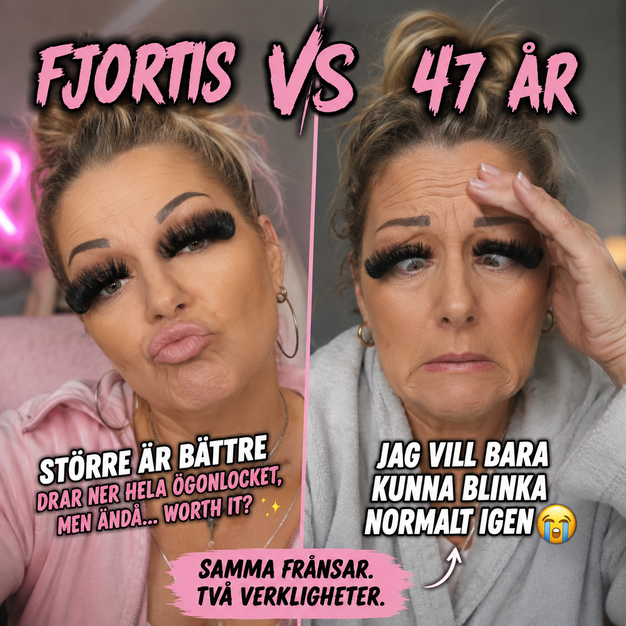POV: När man testar fjortisfransar vid 47 och inser att ögonlocken plötsligt tränar marklyft